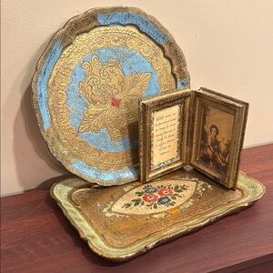 Antique Italian Florentine Plates and‎ hidden book